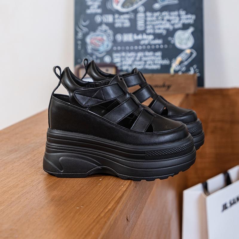 Women Sandals Platform High Heel Sandals Women Closed Toe Internal Heightening Roman Women Sandals