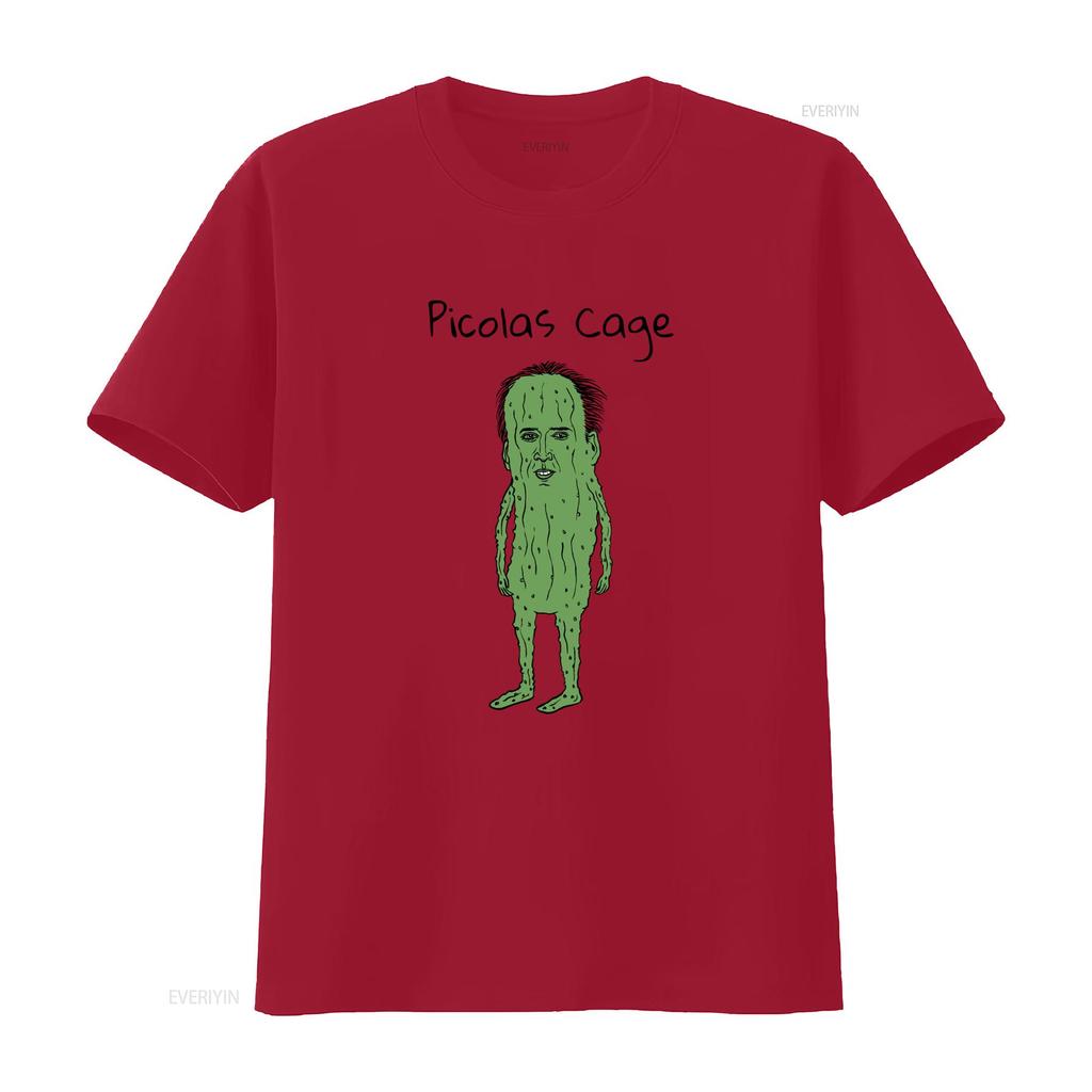 Picolas Cage T Shirt Awkward Celebrity Humor Nicolas Pickle Lover Silly for vintage Washed Top For Everyday Wear Stretched