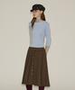 Salon De Yon Classic Button Pleated Skirt_ Brown
