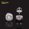 IGI Certificate Classic Style Men Jewelry 925 Sterling Silver 8mm Square Halo Lab Grown Diamond Lab Diamond Stud Earrings