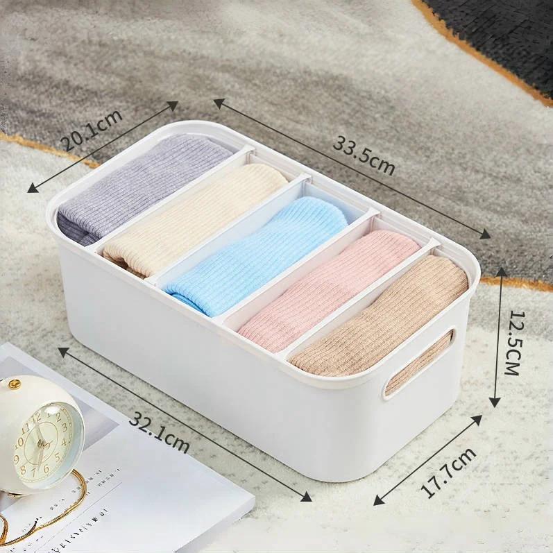 Plastic Clothes Storage Box Stackable Underwear Socks Compartment Organizer Container Toy T-shirts Jeans Closet Drawer Divider