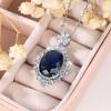 2026 New Luxury New Trendy Blue Zircon Pendant Necklace with Full Diamond Set for Women's Jewelry Accessories