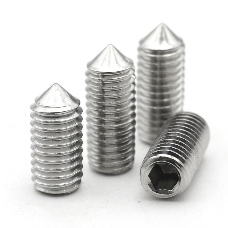 5 шт. DIN914 M2 M2.5 M3 M4 M5 M6 M8 M10 M12 Нержавеющая сталь 304 Винты установочные с шестигранным углублением под ключ, конический наконечник, винт-гужон