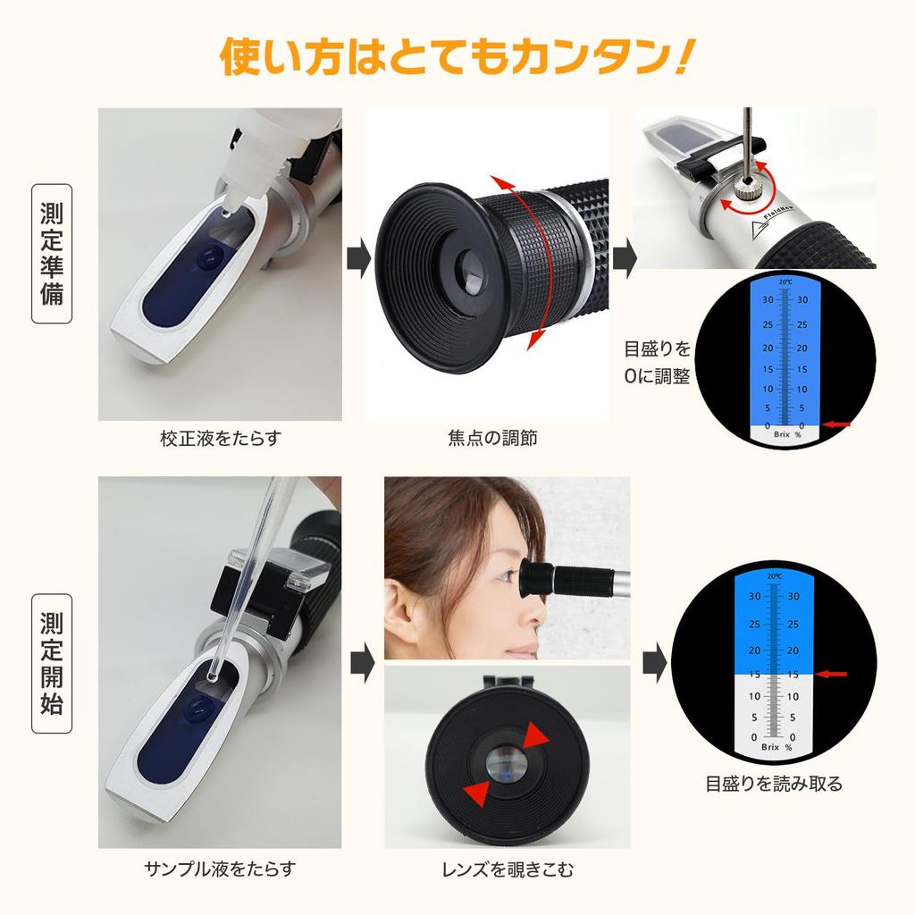 FieldNew Saccharimeter Fruit Domestic Brand Japanese Instruction Manual and Calibration Solution Included 180 Days Warranty Domestic Quality Tested