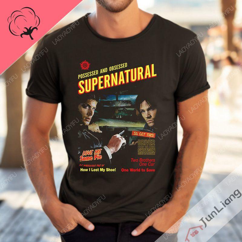 Supernatural TV Series Tshirt Carry on My Wayward Son Song Top 100 Cotton High Quality Loose Street Wear