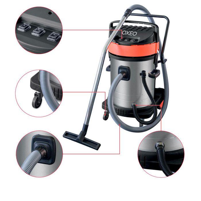 Professional wet and dry vacuum cleaner 3000W – 70 liters – Tri motors - bagless - 70L tank - comes with accessories