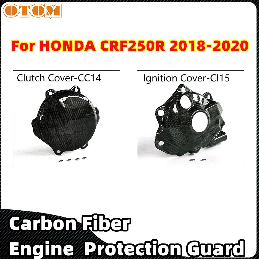 OTOM Motorcycle Clutch Ignition Cover Protector Carbon Fiber Motocross Engine Stator Magneto Guard For HONDA CRF250R 2018-2020