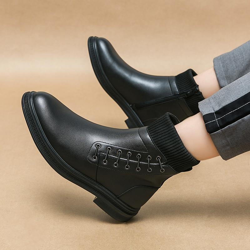 Мужские высокие кожаные ботинки Модный дизайнерский стиль Вечеринка Свадьба Отдых на природе Бизнес Мотоцикл Мужские ботинки Прогулочная обувь