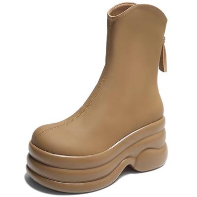 Модные женские панк-сапоги на каблуке 9 см, модные короткие сапоги с молнией сзади, женские элегантные ботильоны на высокой платформе с толстой подошвой