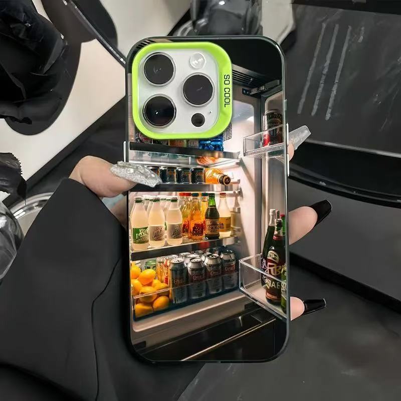 Интересный Креативный Чехол для Телефона iPhone 16 15 13 14 12 11 Pro Max Plus X XS XR в Виде Холодильника с Пивом и Напитками, Ударопрочный Жесткий Чехол