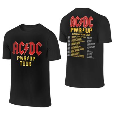 AC Pwr Up World Tour DC EUROPE 2025 Футболки с графическим принтом для мужчин и женщин, футболка из чистого хлопка, одежда, влагоотводящая футболка