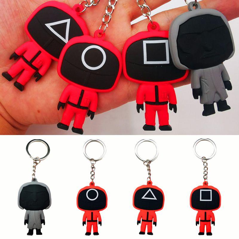Squid Game Keychain With Red Guard Staff Worker Figure For Bags And Backpacks