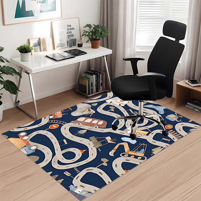 excavator Printed Carpet, for Office Chair Living Room Bedroom Kitchen Room Decor Gifts.