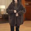 Mid-length All-match Blouse Sweater Jacket Autumn and Winter Thickened Warmth Large Size Loose Thin Mid-length All-match Blouse
