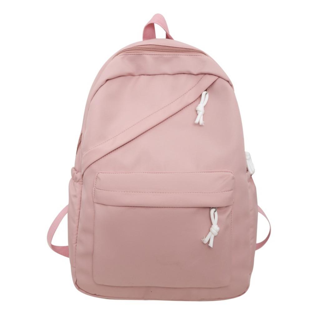 Solid Color Nylon Student Schoolbag Small Fresh Backpack Female Fashion Casual College Student Junior High School Girl Backpack