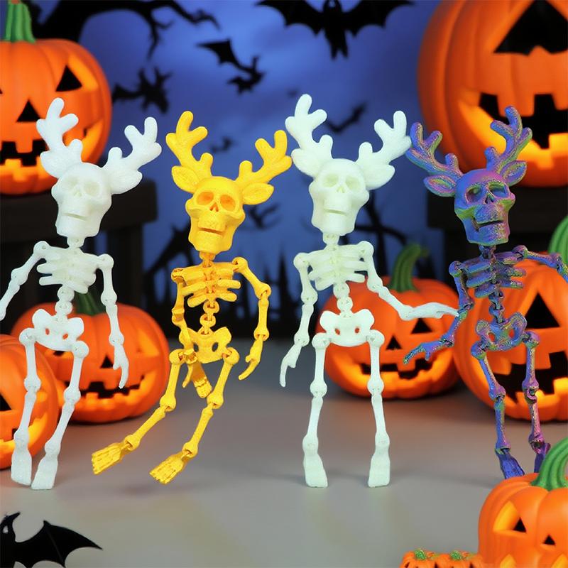 3D-печатный череп Магнитная наклейка на холодильник Фигурки на Хэллоуин Подвижные суставы Креативное украшение для стола Домашние аксессуары