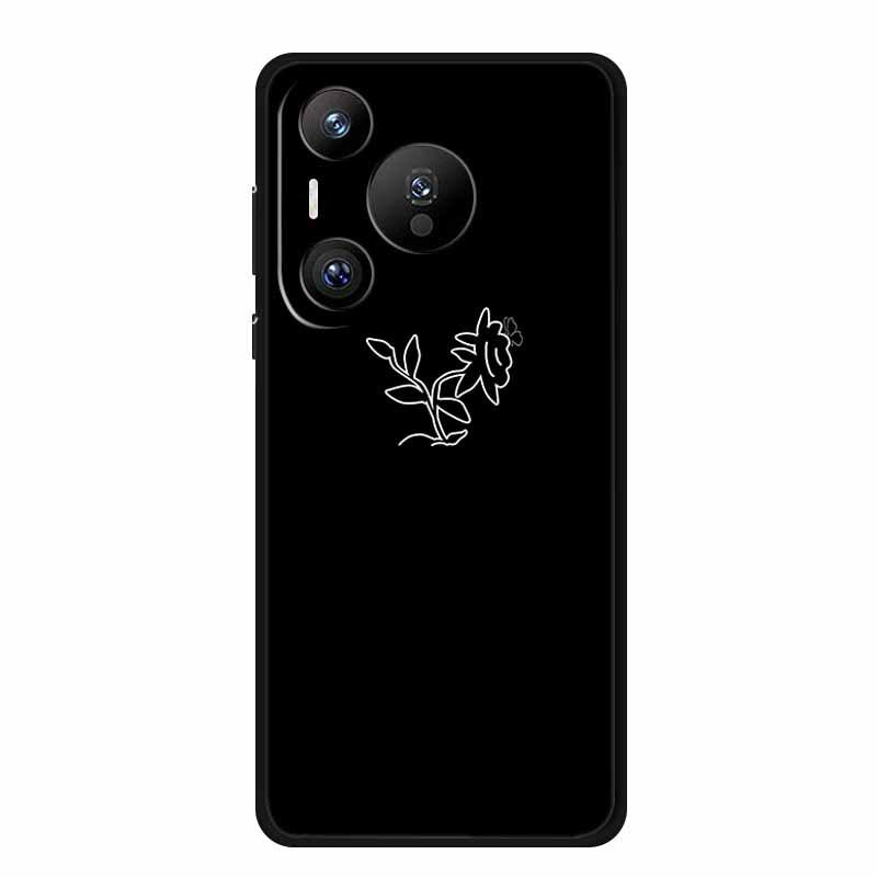 Совместимо с Huawei Pura 70 Pro: Черный мягкий ТПУ чехол для телефона с простыми линиями