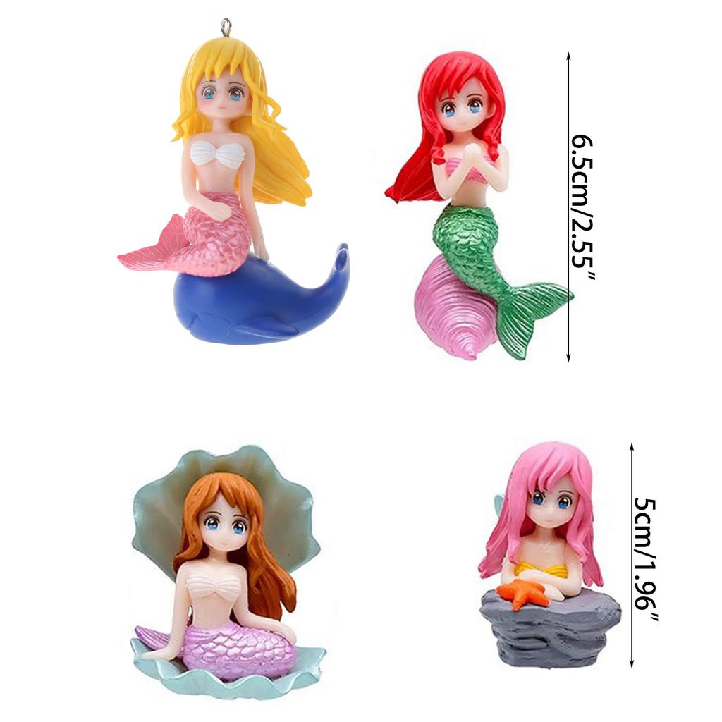 Aquariums Plastic Ornaments Small Floating Mermaid Decorations Betta Fish Tanks Accessories Landscape Decors 2.6" High