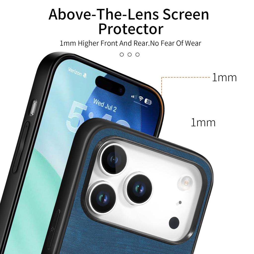 For iPhone 17 Pro Case Shockproof Slim Retro Leather Phone Back Cover