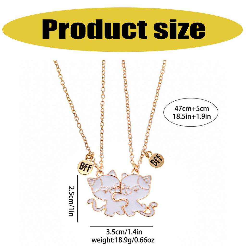 Pack of 2 Friendship Necklaces Cats Pendants Necklace Adjustable Chain Necklace Alloy Texture Neck Jewelry for Daily