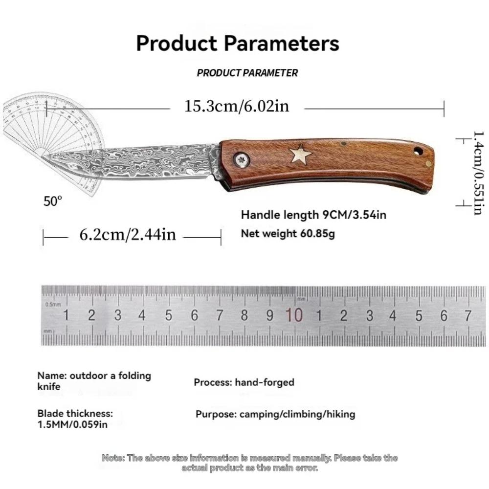 Damascus Steel Portable Meat Eating Outdoor Camping Mini Folding Knife Sharp Fruit Knife