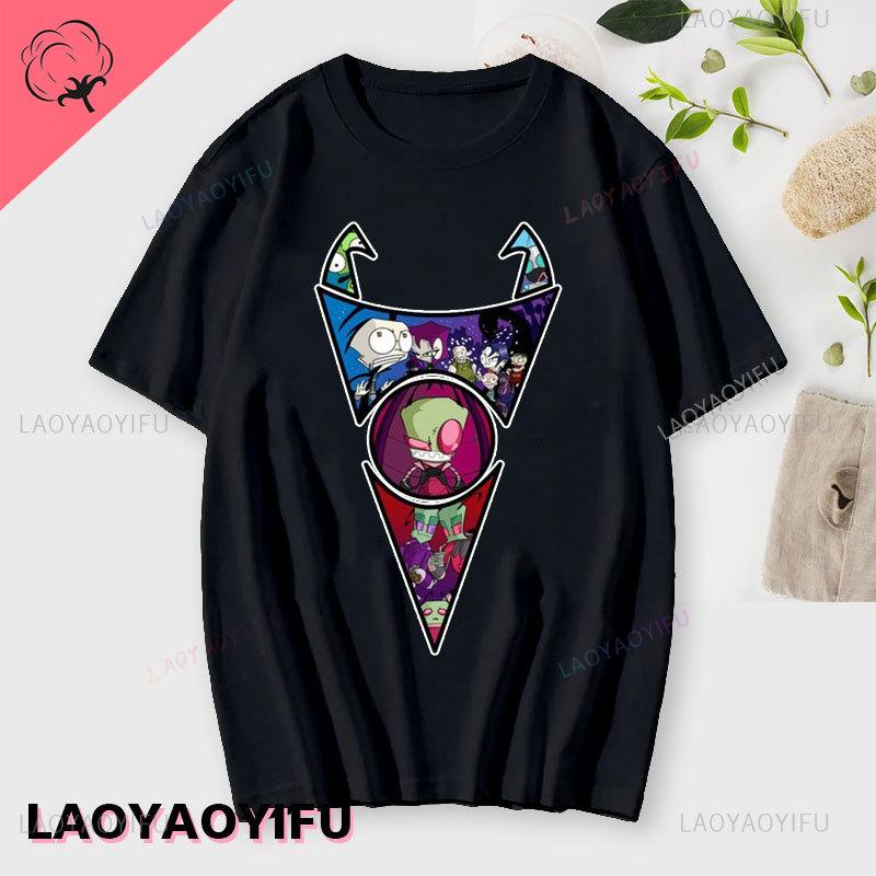 Kawaii Invader Zim Invader Gir Graphic T Shirt Zim Image Cartoon T Shirt Unisex Women Retro Tee Shirt Fashion Shirt Streetwear Tops