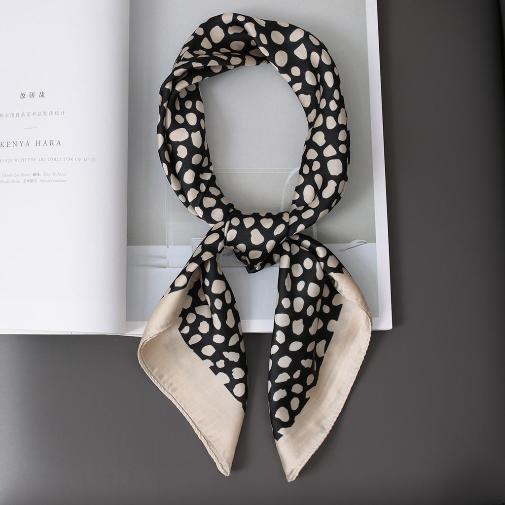 2021 Fashion 70*70cm Square Women Cat Anchor Silk Shawl Scarf Office Lady Hair Neck Headband Foulards Headcloth Muslim Hijab