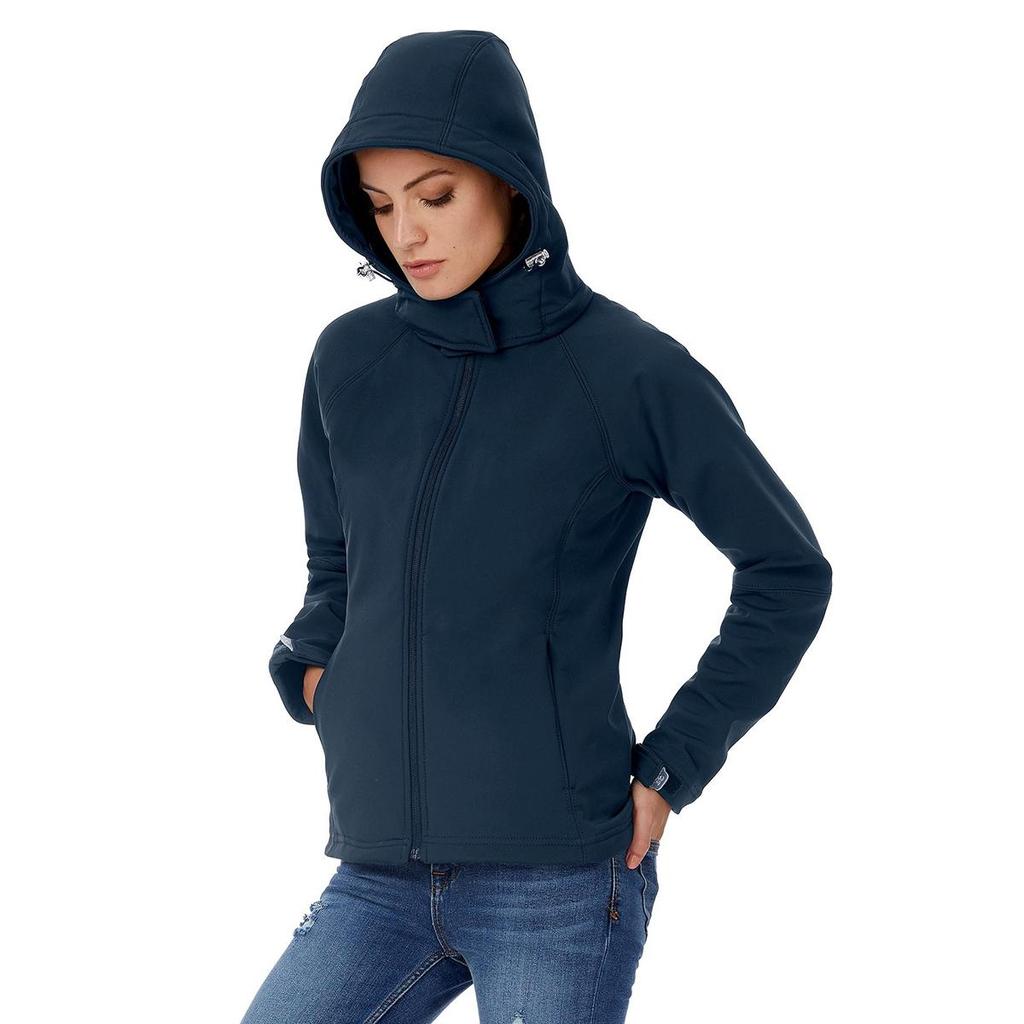 B&C Womens Hooded Premium Softshell Jacket (Windproof, Waterproof & Breathable)