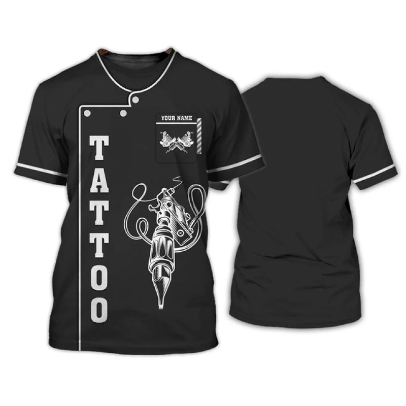 Футболка для мужчин с забавной татуировкой в ​​стиле Харадзюку, уличная одежда для отдыха, большие топы с короткими рукавами и круглым вырезом, модные трендовые футболки с принтом на заказ