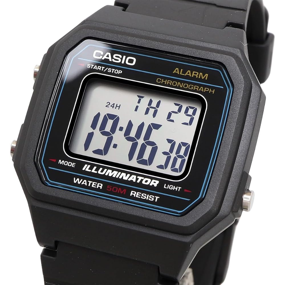 Casio Standard Digital Men's Watch W-217H-1AV Black Water Resistant Lightweight Design
