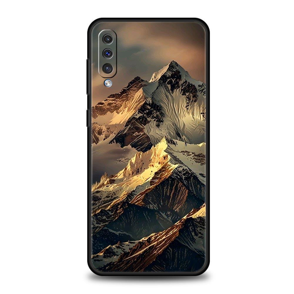 Черный Чехол-Насадка 'Горный Пик' для Samsung Galaxy A56 A36 A26 A16 A34 A24 A42 A22 A20 A12 A40 A30 A10 5G Мягкий ТПУ Чехол-Оболочка