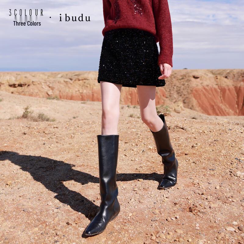 Sancai 2026 Winter Velvet Sequin A-Line Mini Skirt
