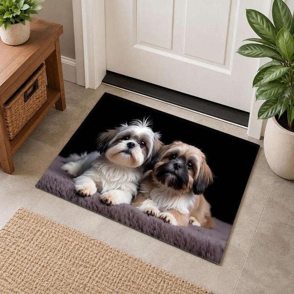 Non-slip Optical Illusion Doormat Diatomite Bath Mat Creative Dog Pattern Floor Mat Entryway