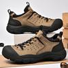 Fashion Men's Hiking Shoes Outdoor Anti Slip Luxury Man Leisure Climbing Shoes Genuine Leather Thick Bottom Fashion Jogging Mens Shoes