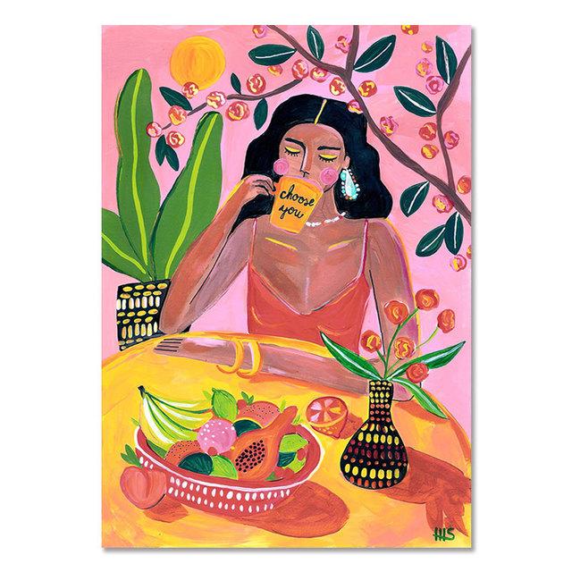 Tropical Colorful Girl Car Flower Koala Leopard Wall Art Canvas Painting Posters And Prints Wall Pictures For Living Room Decor No Frame