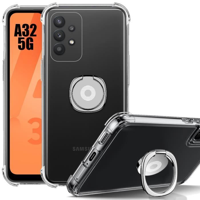 Case for Samsung Galaxy A32 5G - BOOLING - Ultra Slim Transparent with Silver Stand