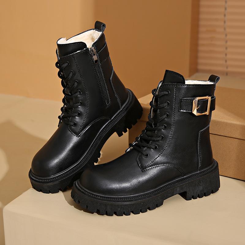 Ботинки мартин женские осенне-зимние новые в британском стиле бархатные на высокой платформе ботинки-локомотивы женские большого размера короткие ботинки женские