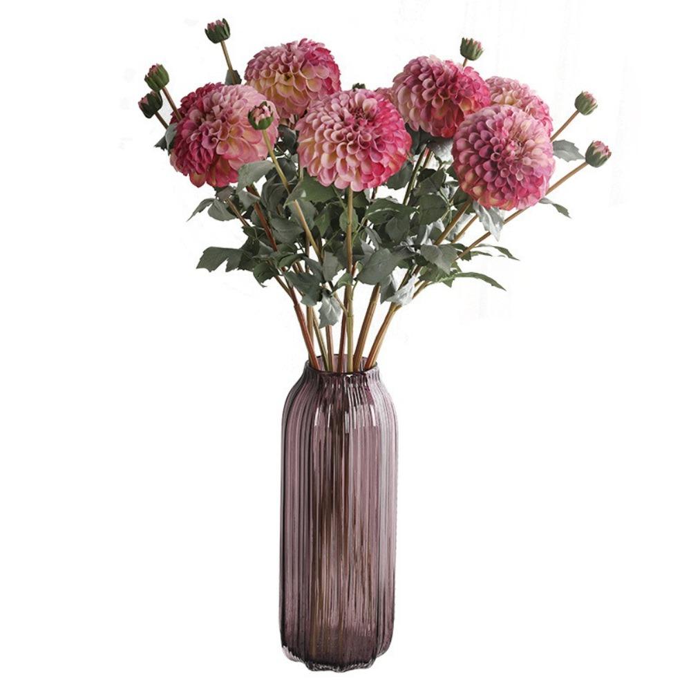 2 Heads Simulation Dahlia Flowers 80cm Silk Fake Flowers Garden Decor