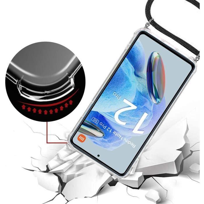 Necklace Case Lanyard for Xiaomi Redmi Note 12 Pro 5G Reinforced TPU Anti-Scratch with Black Lanyard