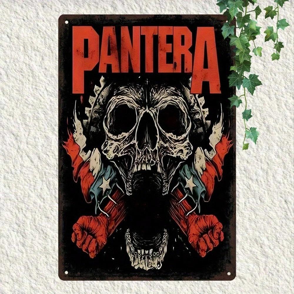 Металлическое Настенное Искусство Pantera Винтажная Жестяная Вывеска Череп Пламя Ретро Декор Бара