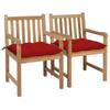 Day and Night - Day and Night Garden Chairs 2 Pcs Solid Teak Wood with Red Cushions