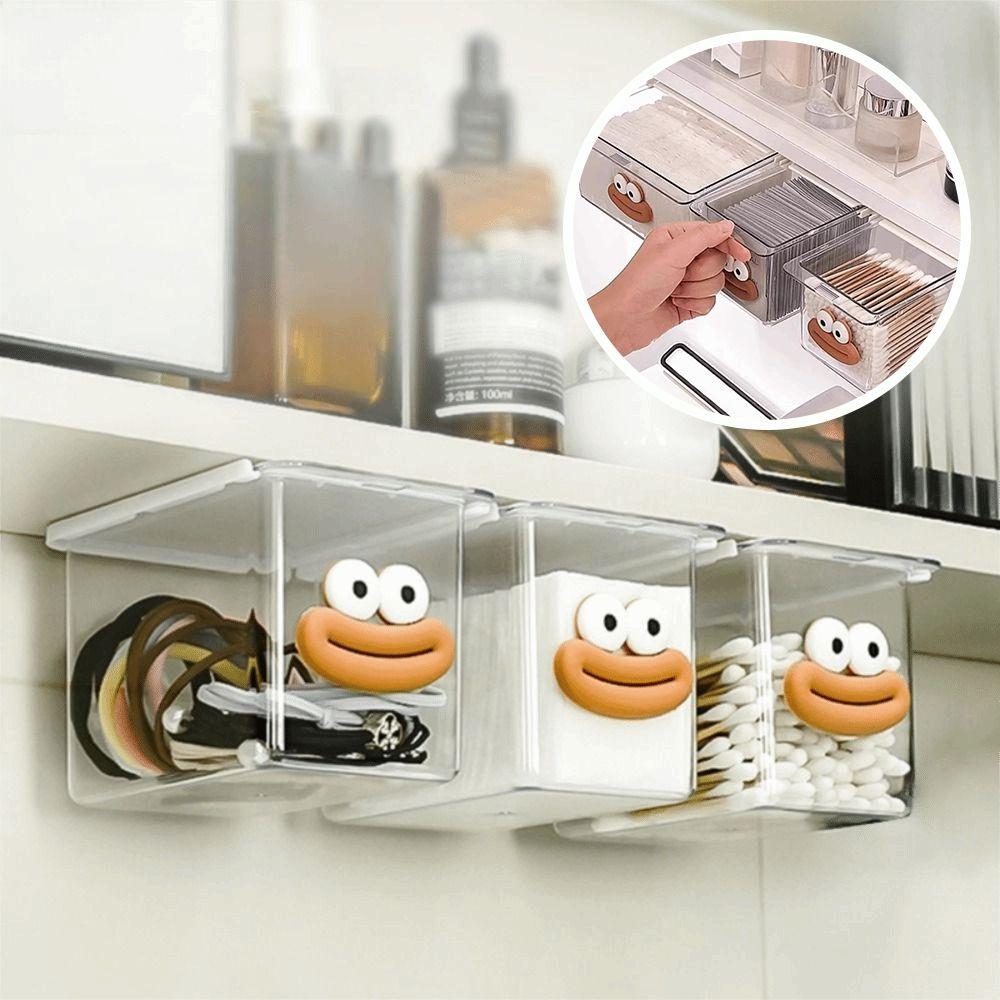 Pull-Out Bathroom Storage Box Transparent Makeup Cotton Organizer Washstand Storage