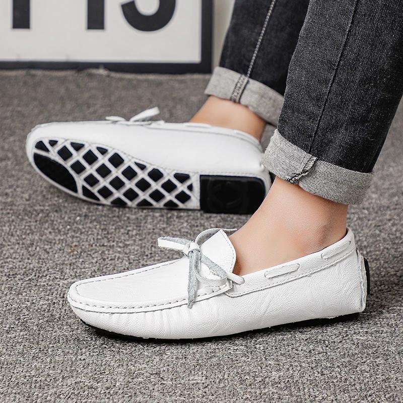 Summer Luxury Brand Men Casual Shoes Soft Genuine Leather Mens Loafers Moccasins Italian Designer Breathable Slip On Boat Shoes