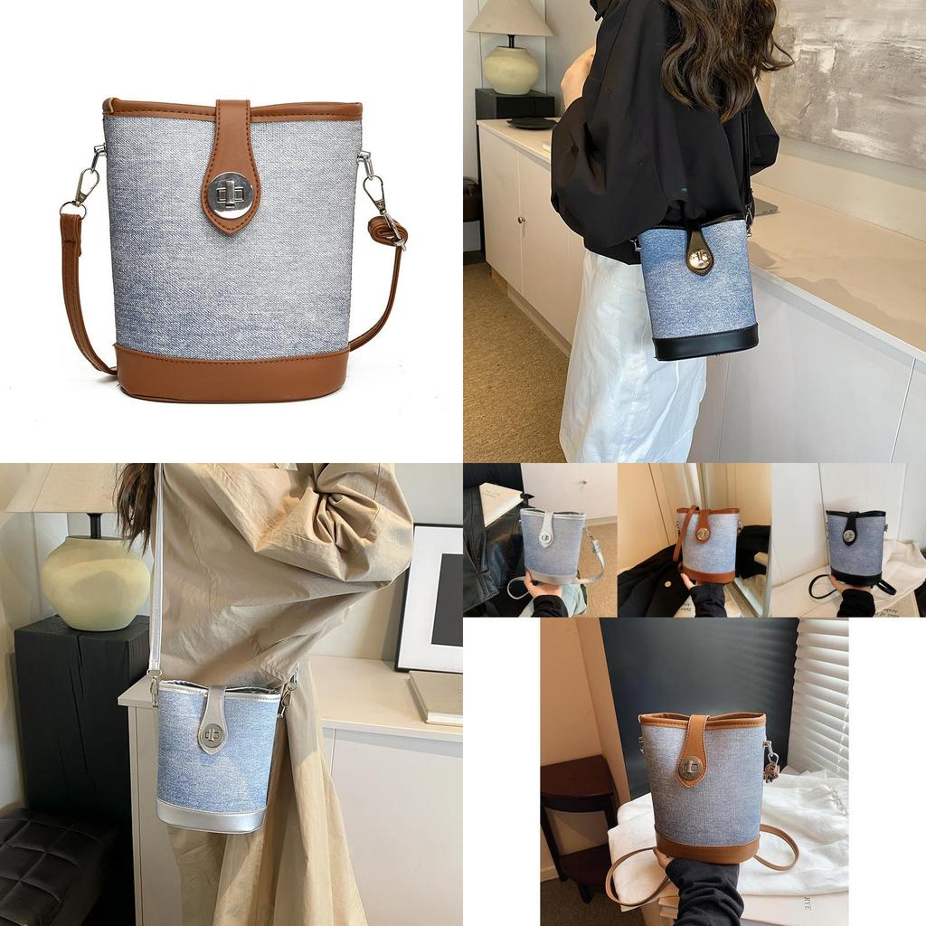Fashionable Korean Style Casual Bucket Bag For Women In Elegant Black Silver Brown Colors