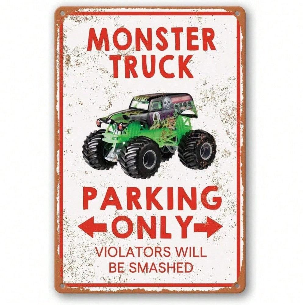 Винтажный металлический жестяной знак Monster Jam Truck, настенное искусство, подарок на день рождения, декор для детской или подростковой комнаты