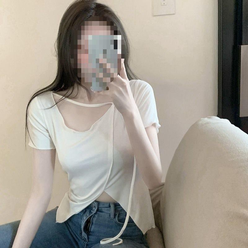 T Shirt Women Summer Oversize V Neck Casual Top With Embroidery For Daily Wear