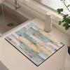 1Pcs Rubber Drying Mat With Wood For Coffee Shop Restaurant Kitchen Carpet Tableware Durable Diatom Mud Table Mat Pet Mat Coffeeware