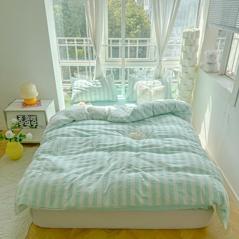 Скандинавский Постельный Комплект Популярный Полосатый Комплект Пододеяльника Комплект Простыней Односпальный Полуторный Двуспальный Королевский Размер Приятное к Коже Мягкое Постельное Белье