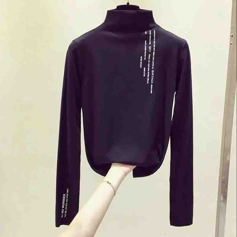 Нижняя рубашка с высоким воротником, женская весенне-осенняя без бархата, женская блузка в западном стиле с длинными рукавами