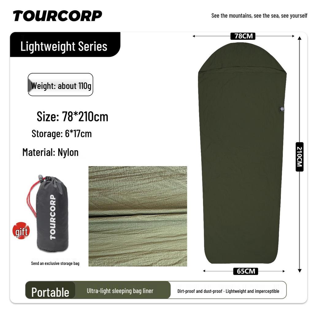 Легкий летний вкладыш в спальный мешок для улицы - Портативный, Тонкий, Пятноустойчивый, Белый, Без пуха.